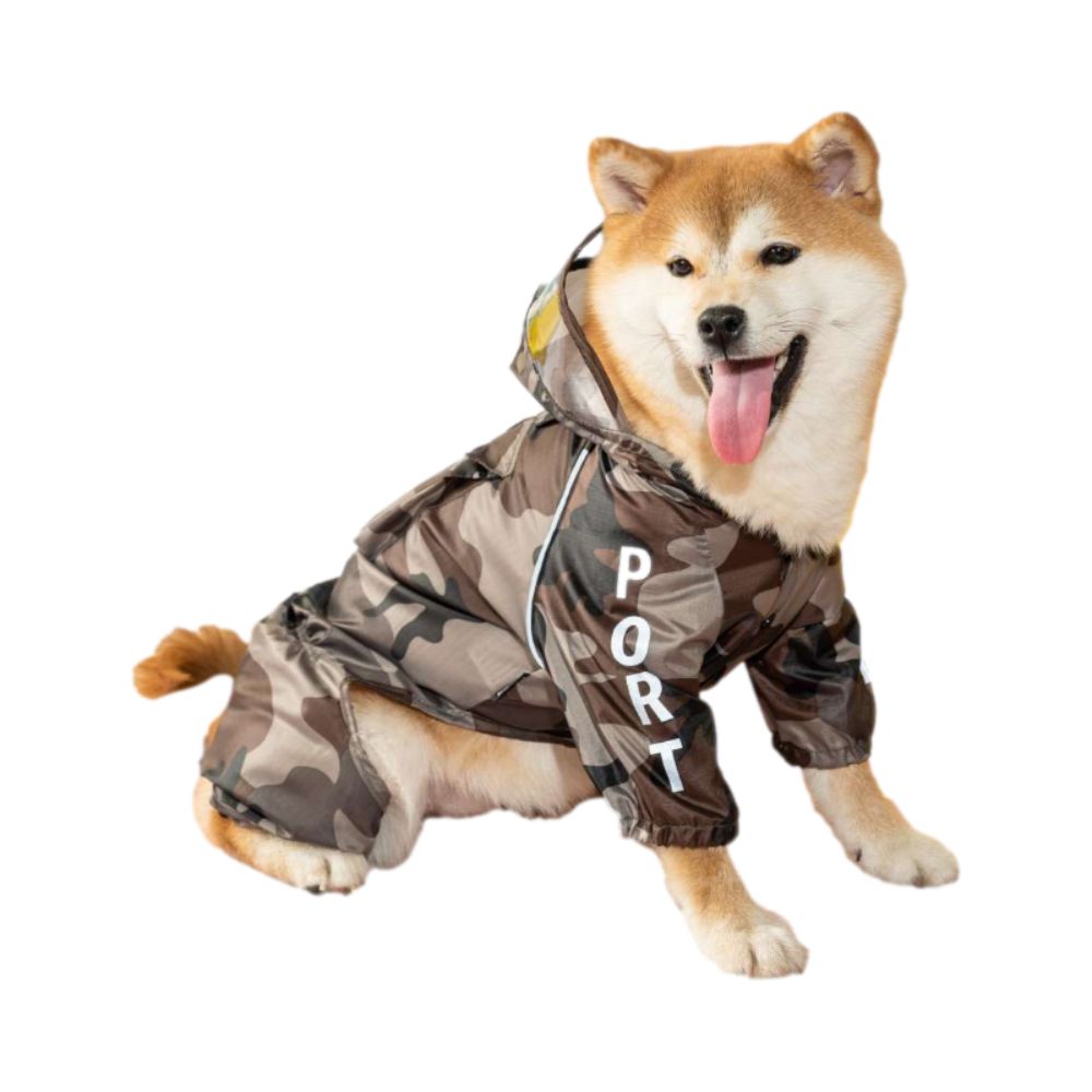 Blue Port Waterproof Dog Raincoat, Adjustable & Reflective Design, Lightweight Pet Rain Clothes with Hood (Three Colors Available)