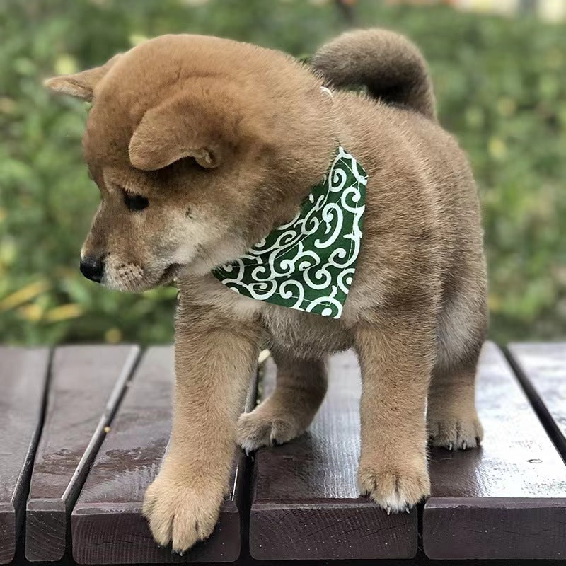 Japanese Togusa Style Dog Bandana Collar Scarf | for Dog, Puppy & Cat | Small, Medium & Large Adjustable Collars | Handkerchief Colors Include Red, Blue & Green