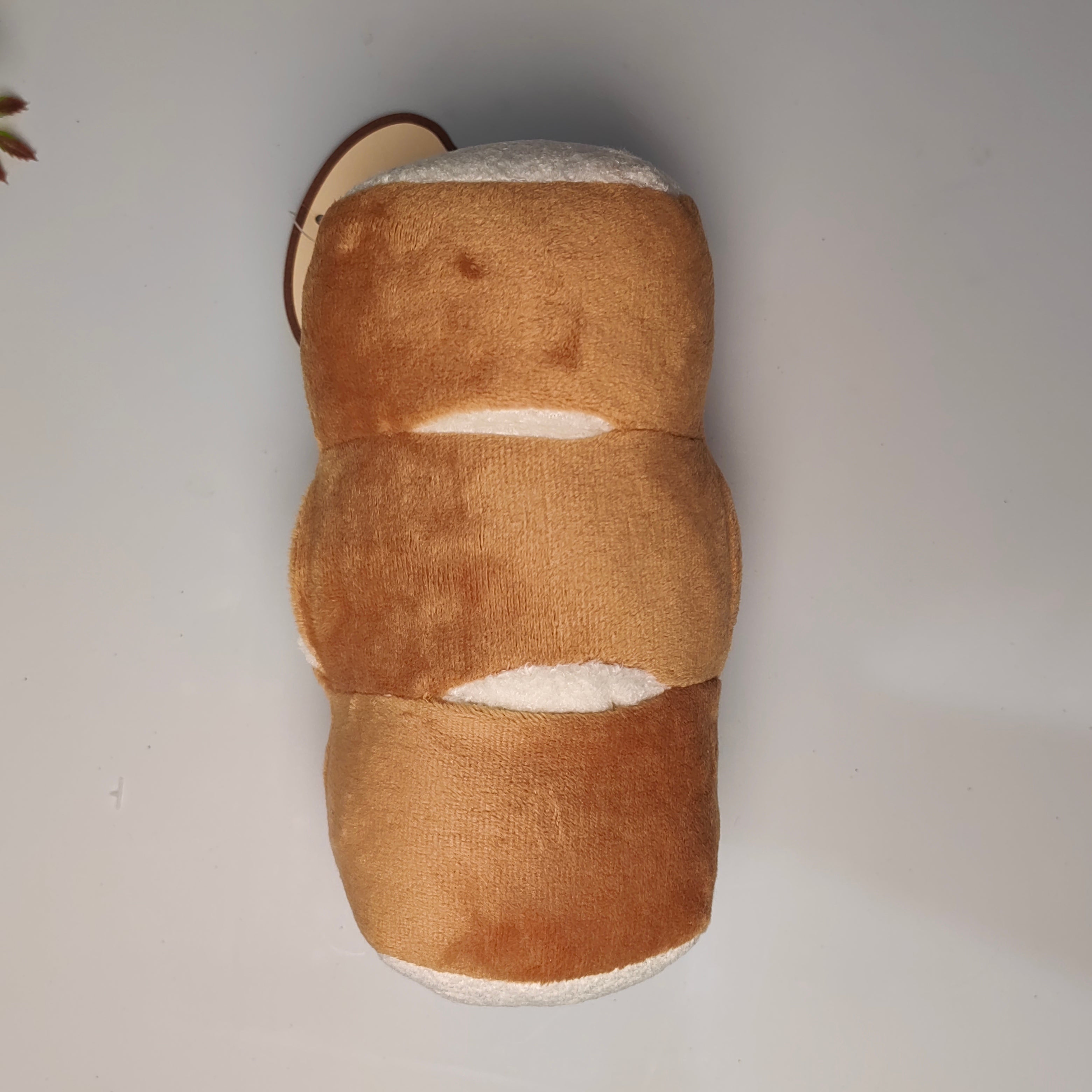 Plush Dog Chew Toys with Squeakers Inside and with Innovative Design of Bread or Sausage Shape