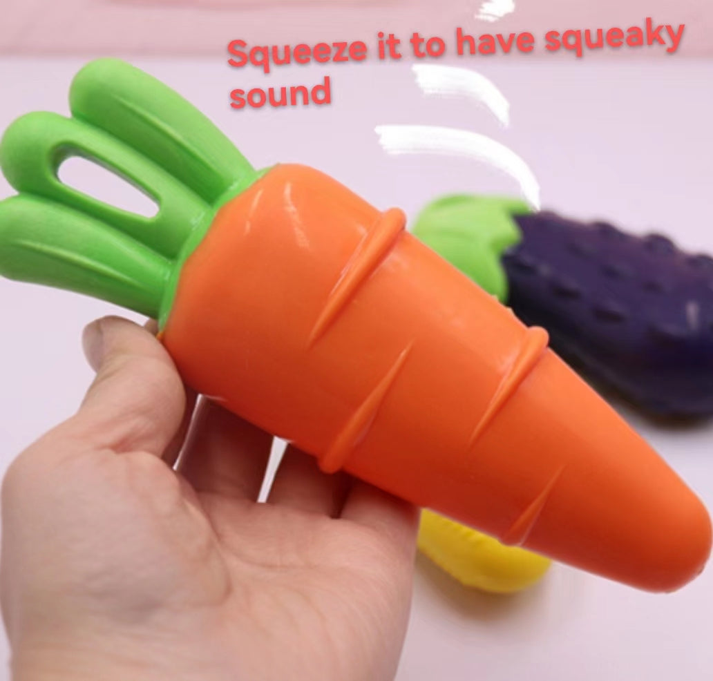 Squeaky Vegetable Shape Dog Toy, Food-safe TPR material. Interactive Dog Toy for Chew & Fetch