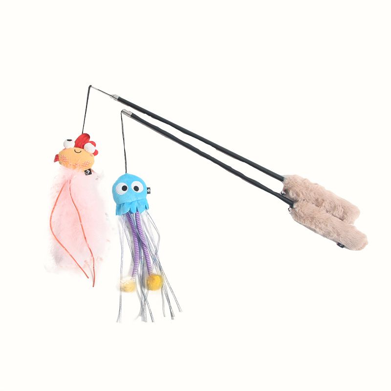 Crab Shape or Octopus Shape Cat Wand Toys, Cat Wands Containing Catnip, Cat Toys for Indoor Play with Pets