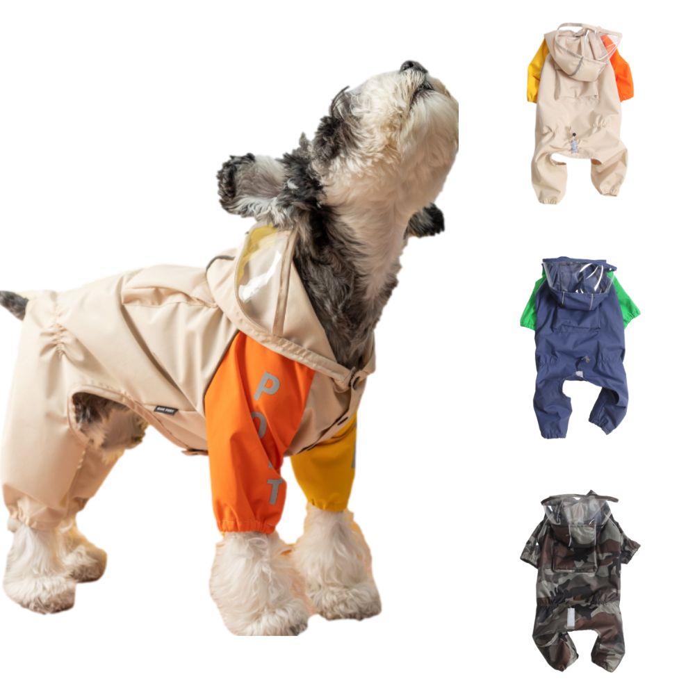 Blue Port Waterproof Dog Raincoat, Adjustable & Reflective Design,  Lightweight Pet Rain Clothes with Hood (Three Colors Available)