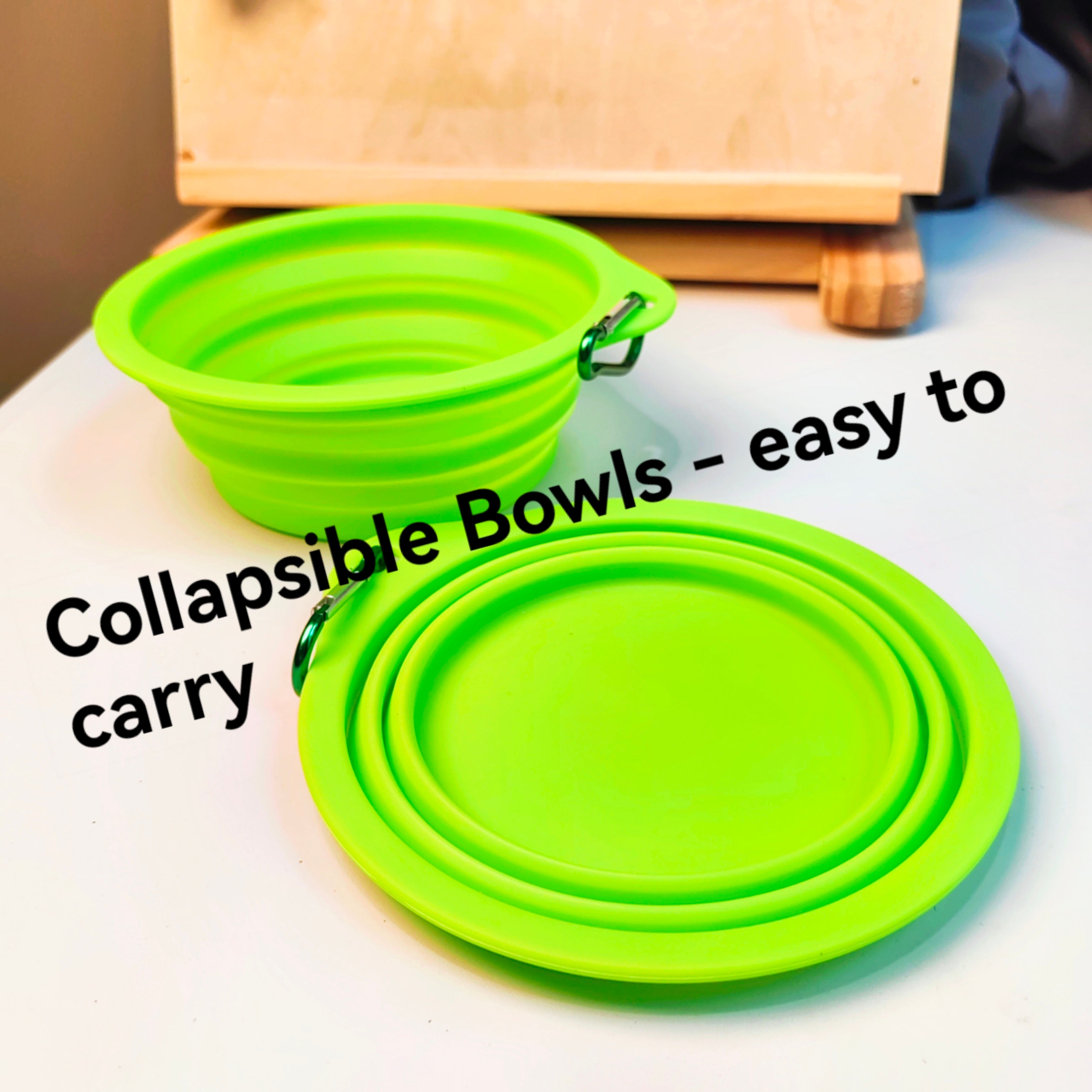 Portable Foldable Travel Water Bowl Food Dishes with Carabiner Clip for Traveling, Hiking, Walking