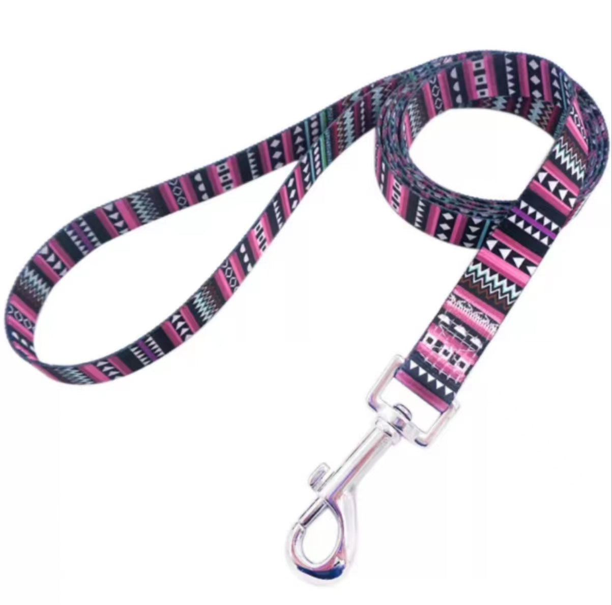 Dog Collar and Leash Set, Adjustable Pet Collar with colorful Bohemian Style or Folk Style for Small/ Medium/ Large Dogs