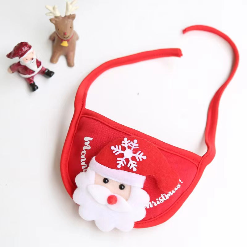 5 Pcs Christmas Dog Pet Costume： 2 Christmas Tree Hat Small Dog Headgear + 2 Santa Elf Dog/ Cat Bib+1 Deer Antler Hat， For Xmas Dog or Cat Outfit Clothing Party or other celebration occasions.