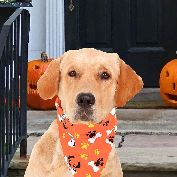 The Crafty Dog Co - HALLOWEEN Dog Bandana Lucky Dip! Orange Purple Blue Pumpkin hot Bat Ghosts UK Handmade Reversible Candy Corn Frankenstein