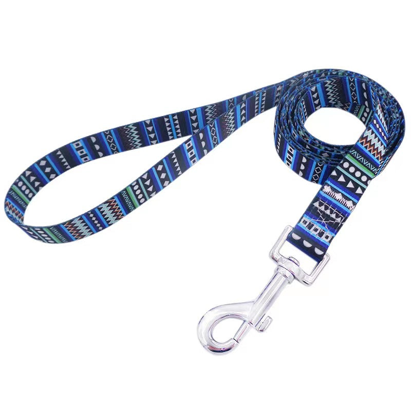 Dog Collar and Leash Set, Adjustable Pet Collar with colorful Bohemian Style or Folk Style for Small/ Medium/ Large Dogs