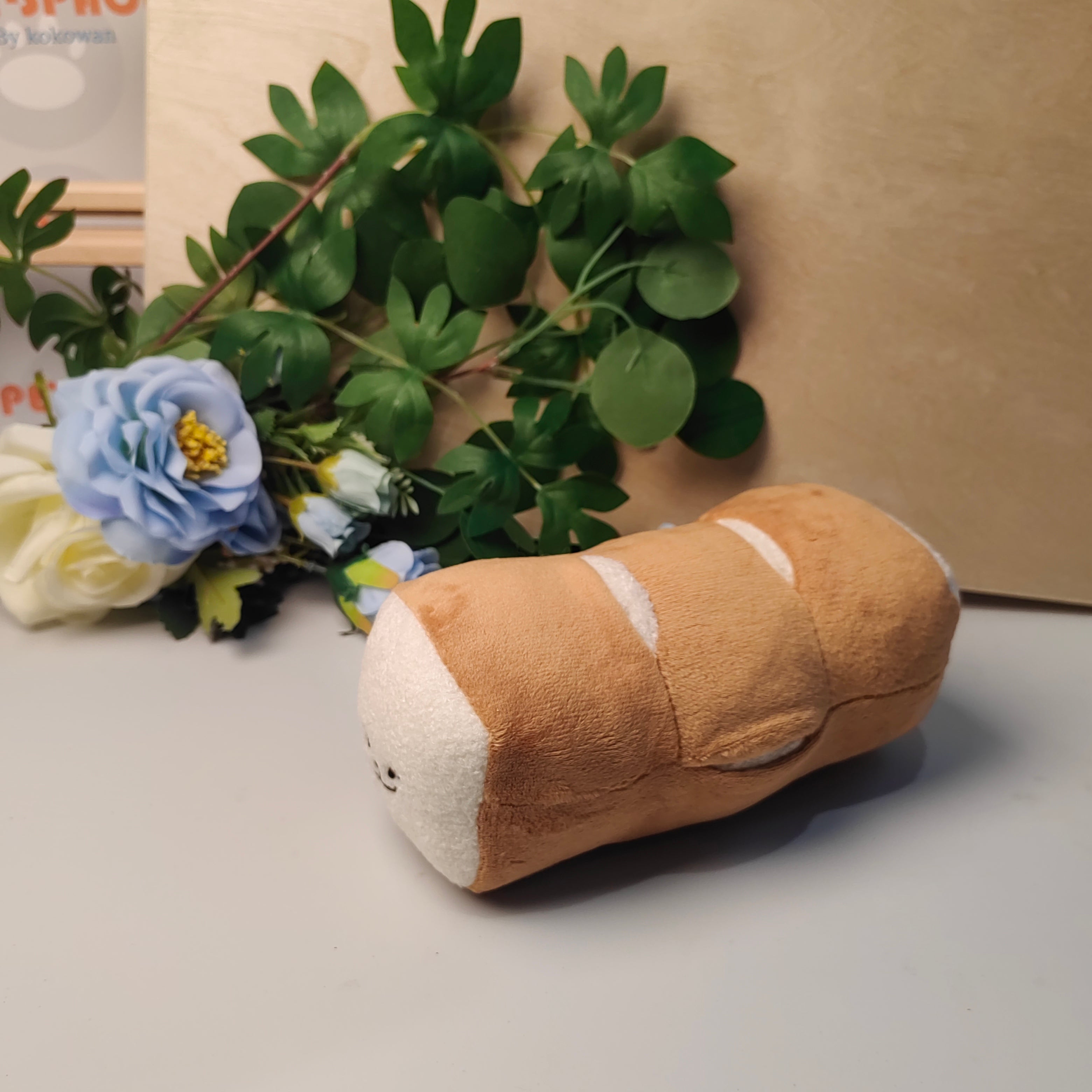 Plush Dog Chew Toys with Squeakers Inside and with Innovative Design of Bread or Sausage Shape