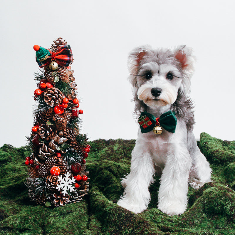 Christmas Dog Bow-tie with Bell, Cute Adjustable Dog Collar for Small Medium Large Dogs/Cats