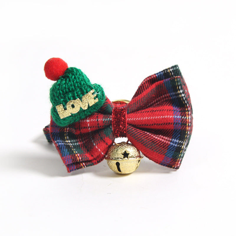 Christmas Dog Bow-tie with Bell, Cute Adjustable Dog Collar for Small Medium Large Dogs/Cats