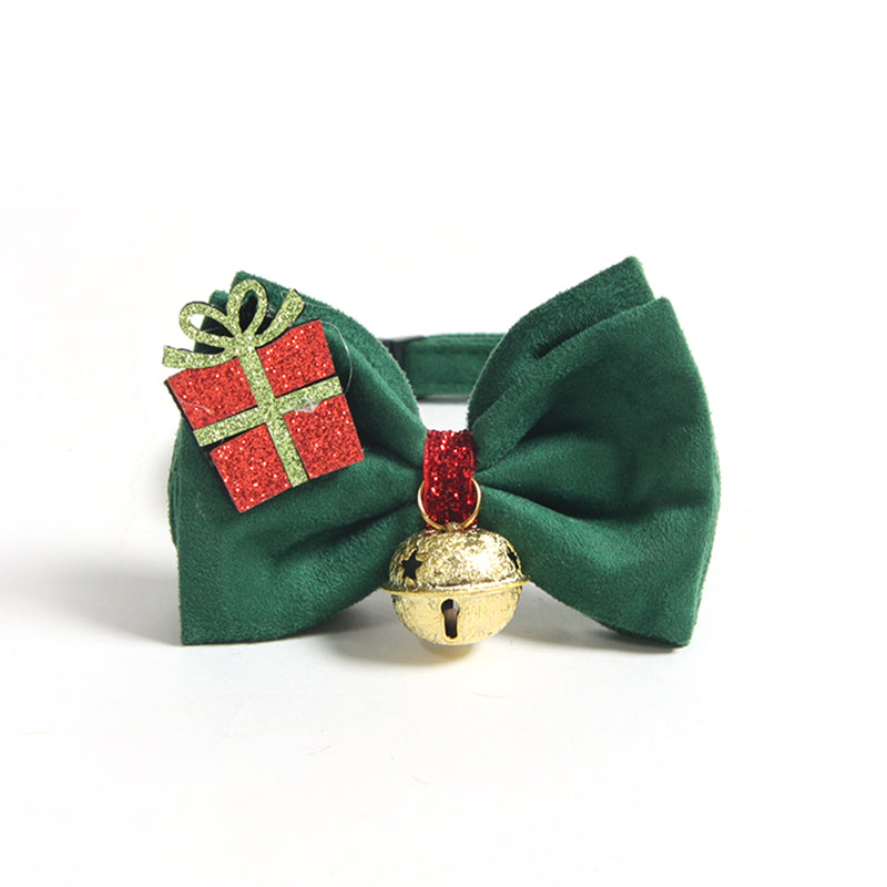 Christmas Dog Bow-tie with Bell, Cute Adjustable Dog Collar for Small Medium Large Dogs/Cats