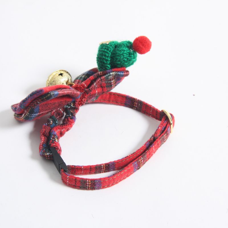 Christmas Dog Bow-tie with Bell, Cute Adjustable Dog Collar for Small Medium Large Dogs/Cats