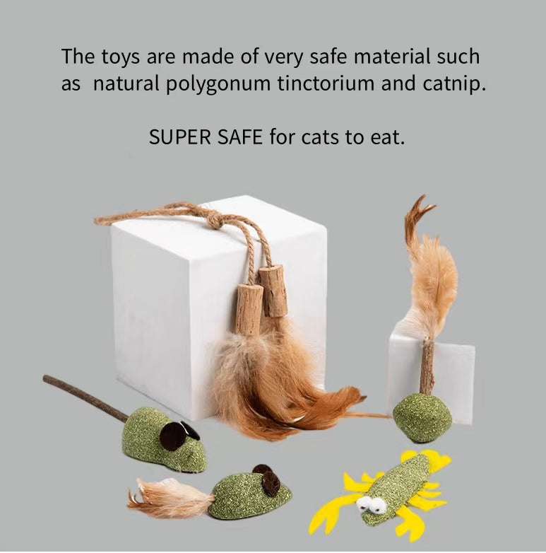 Cat Toy /Dog Toy containing natural Actinidia Polygama and Catnip, Mouse/Fish/Lobster/Crab/Gyros Shapes, Small Pet Training Sticks