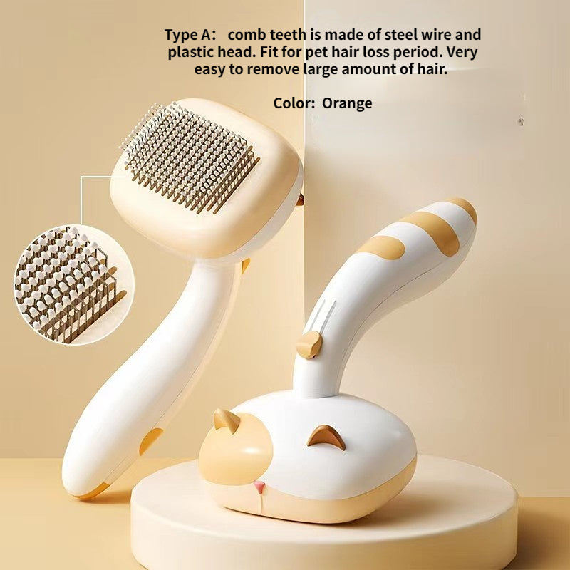 Cat and Dog hair brush with release button and massage particles