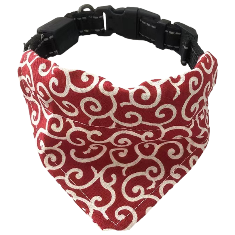 Japanese Togusa Style Dog Bandana Collar Scarf | for Dog, Puppy & Cat | Small, Medium & Large Adjustable Collars | Handkerchief Colors Include Red, Blue & Green