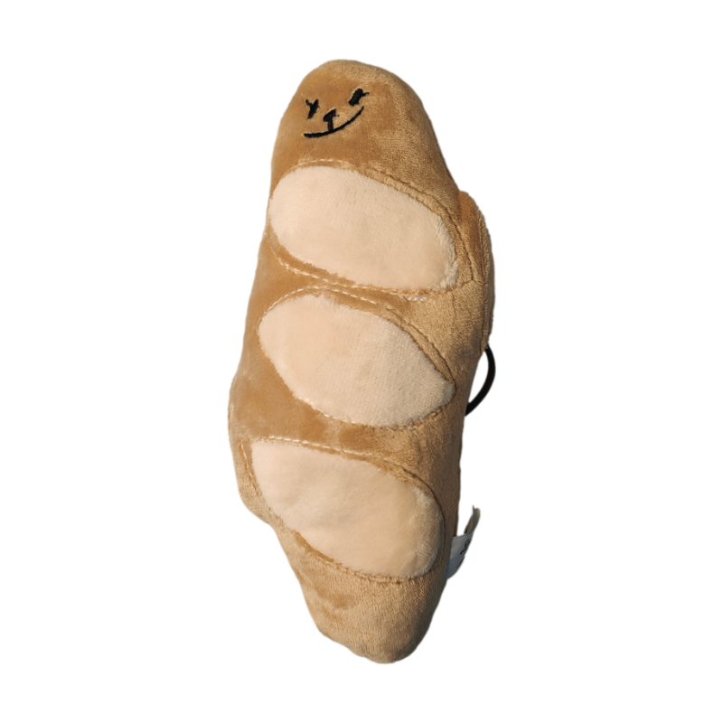 Plush Dog Chew Toys with Squeakers Inside and with Innovative Design of Bread or Sausage Shape