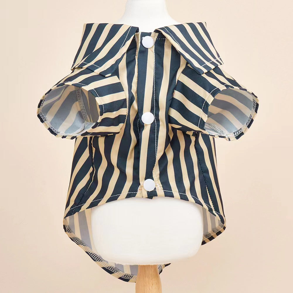 Puppy Summer Shirt- Navy and White Striped Summer Shirt -Breathable Summer Dog Clothes