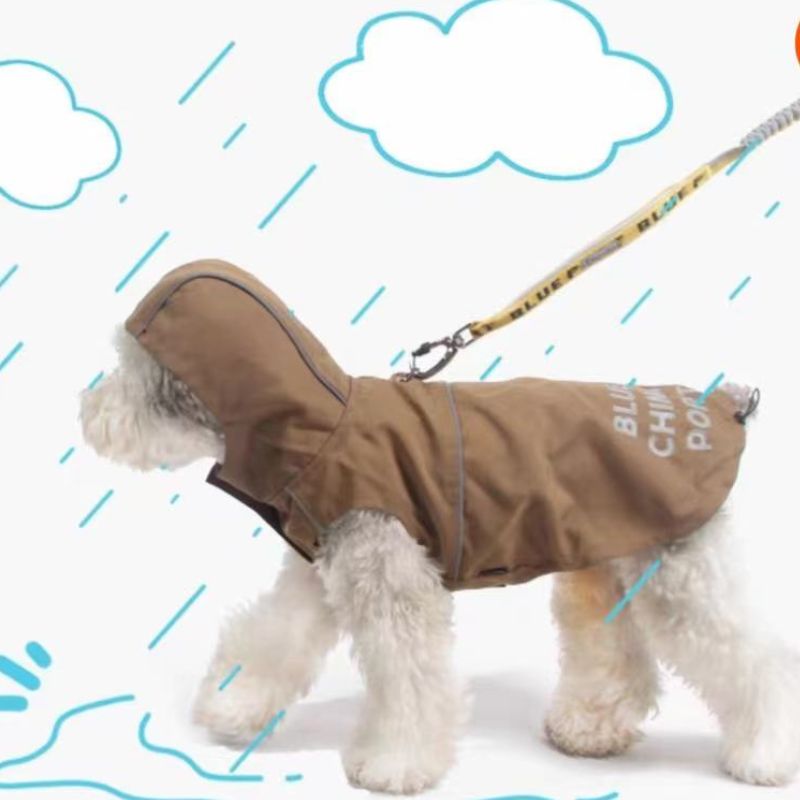 Waterproof Reflective Printed Hooded Sleeveless Dog or Cat Trench Coat