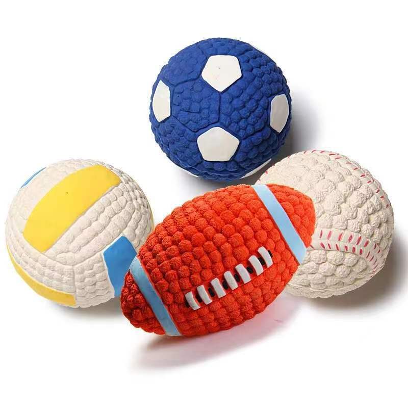 Squeaky Football Dog Toy, Latex Floating Dog Ball Toy for Interactive Chew & Fetch