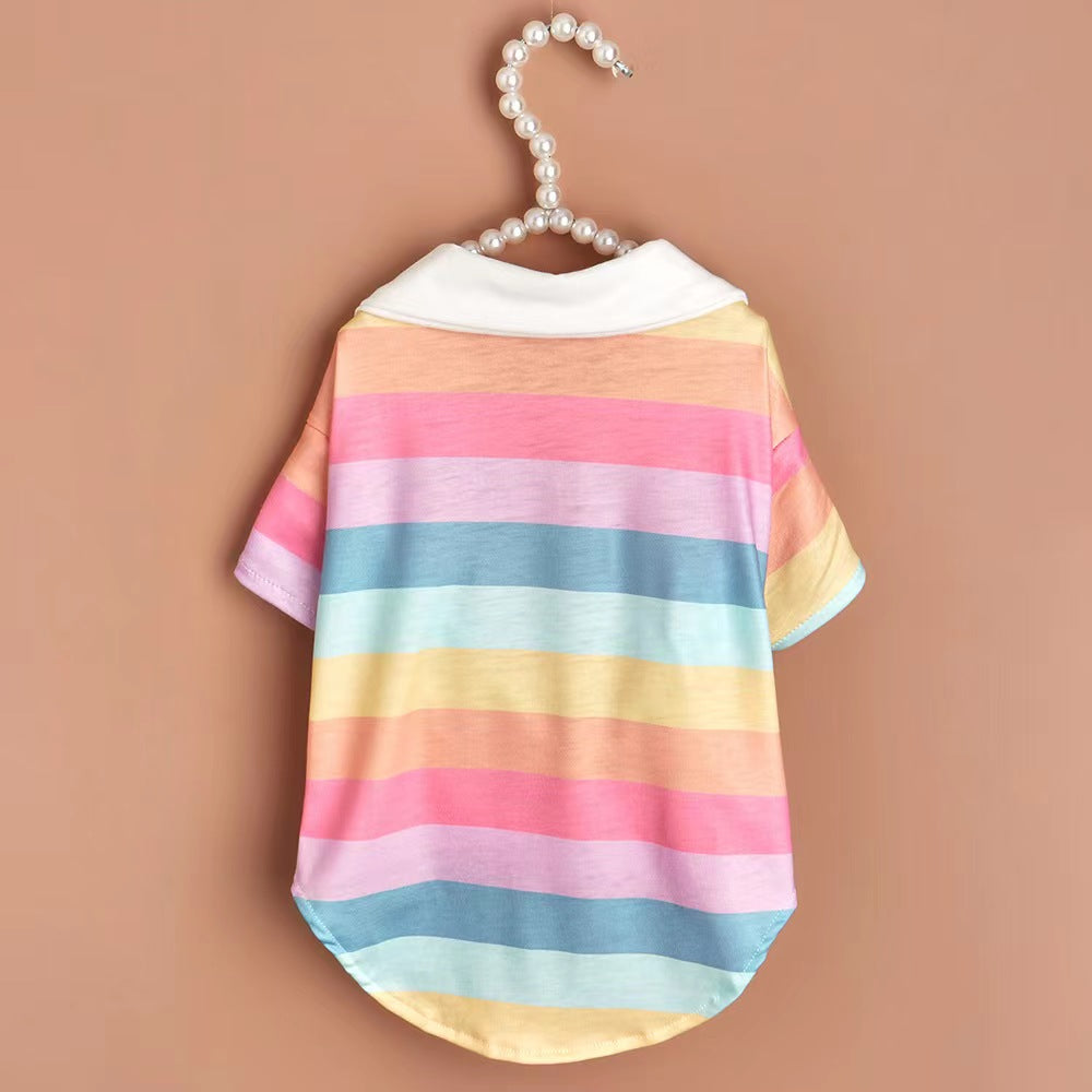 Puppy Autumn/Summer Shirts with Rainbow Colors - Pullover Soft - Suitable for Autumn/Summer Pet Apparel