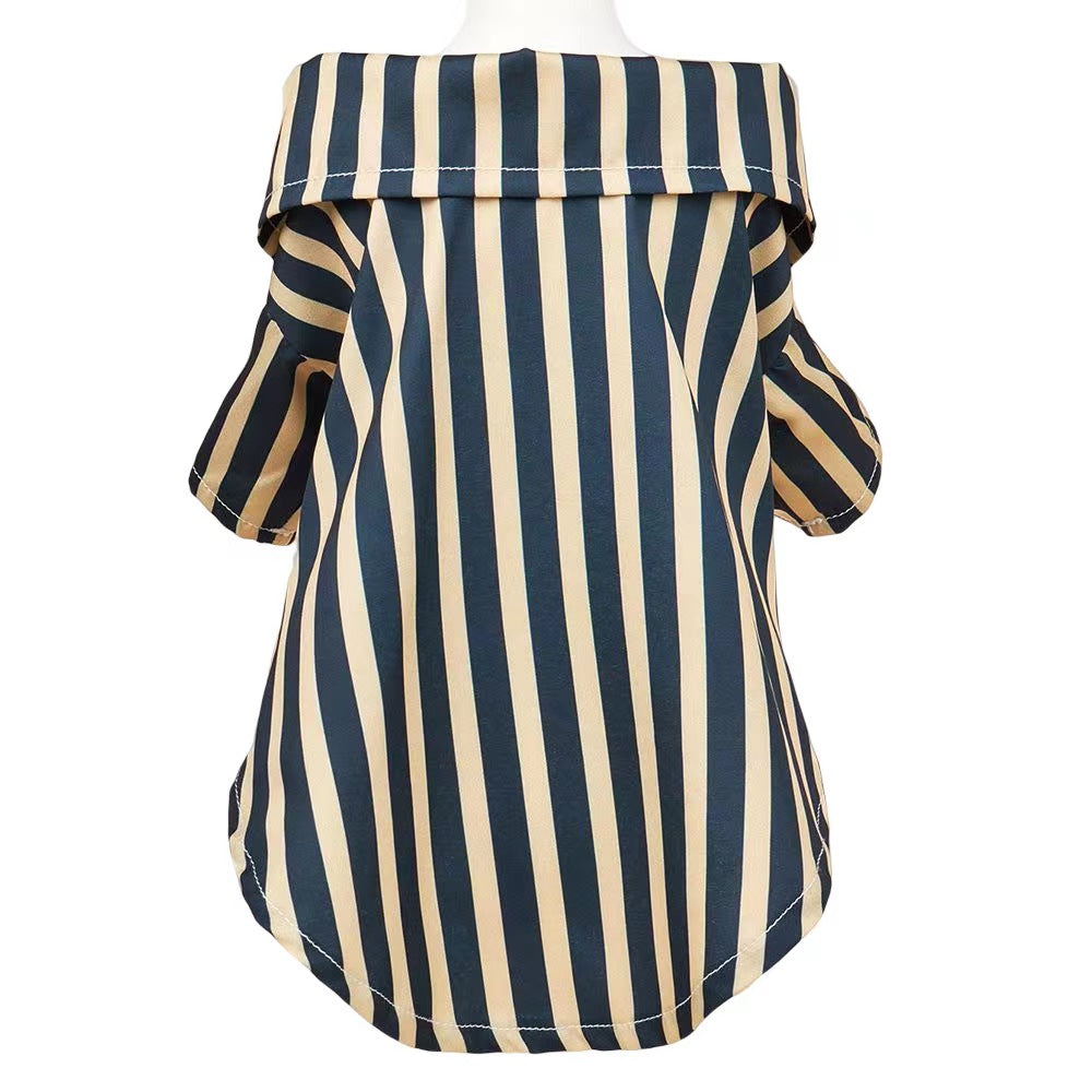 Puppy Summer Shirt- Navy and White Striped Summer Shirt -Breathable Summer Dog Clothes