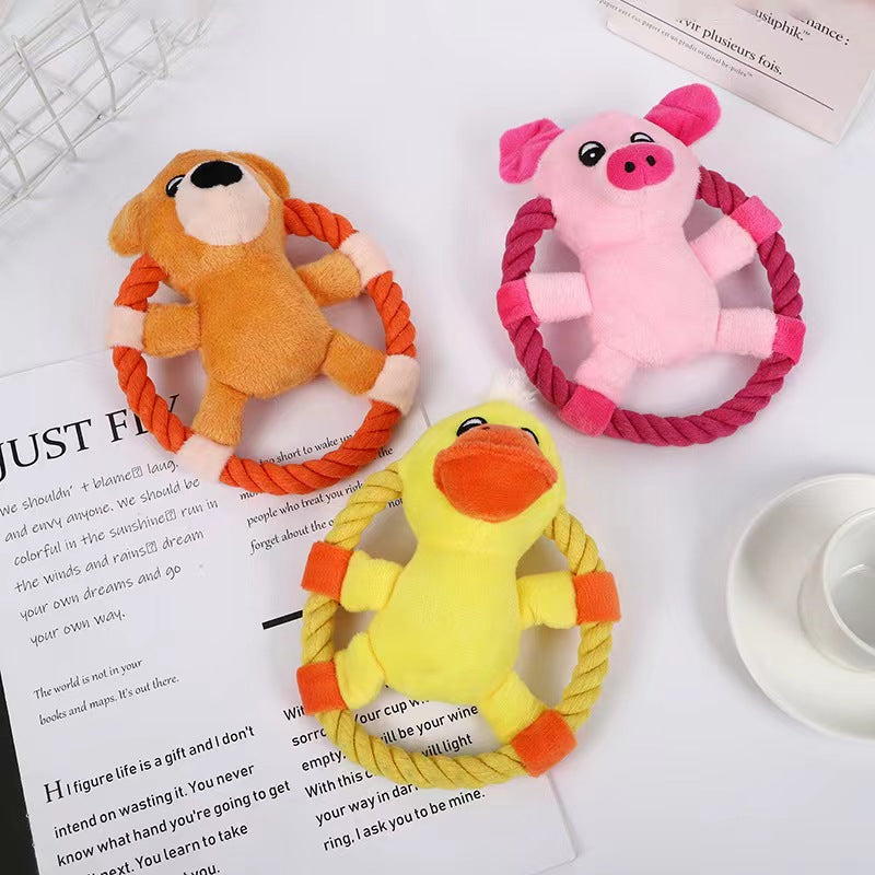 3 Pack Plush Toy value set-  Pink Pig+ Brown Bear + Yellow Duck , Frisbee Toy