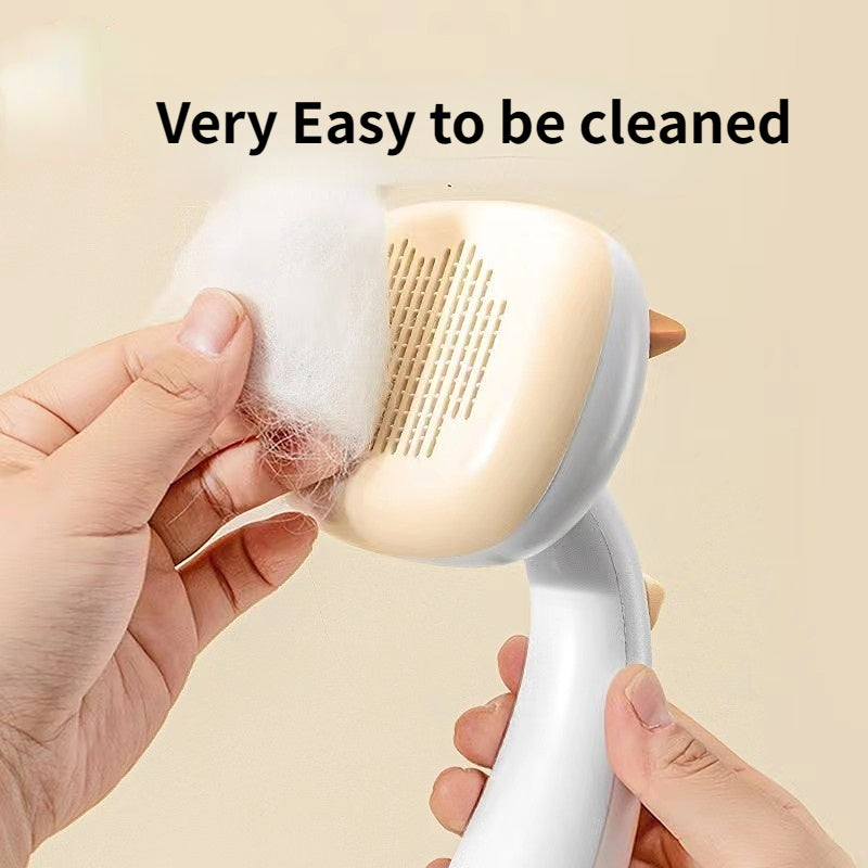 Cat and Dog hair brush with release button and massage particles