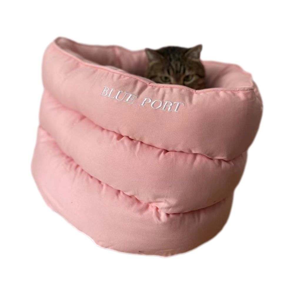 Blue Port Pink Pet Bed, Cozy Cat Bed, Toilet Shape, Super Soft and Warm