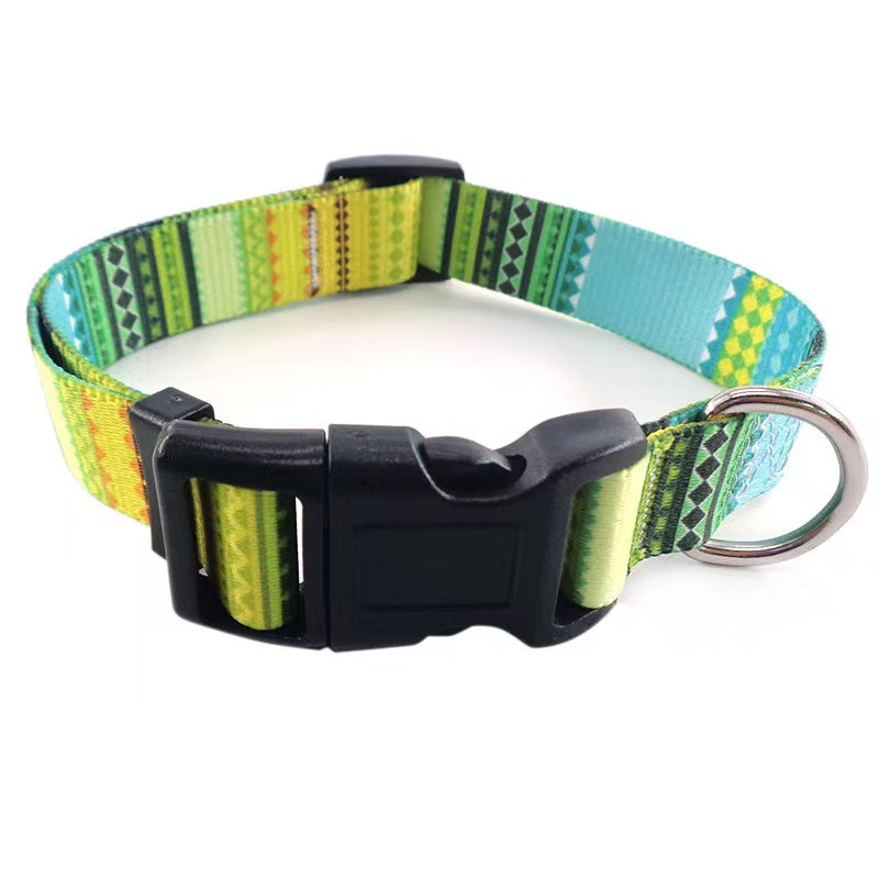 Dog Collar and Leash Set, Adjustable Pet Collar with colorful Bohemian Style or Folk Style for Small/ Medium/ Large Dogs