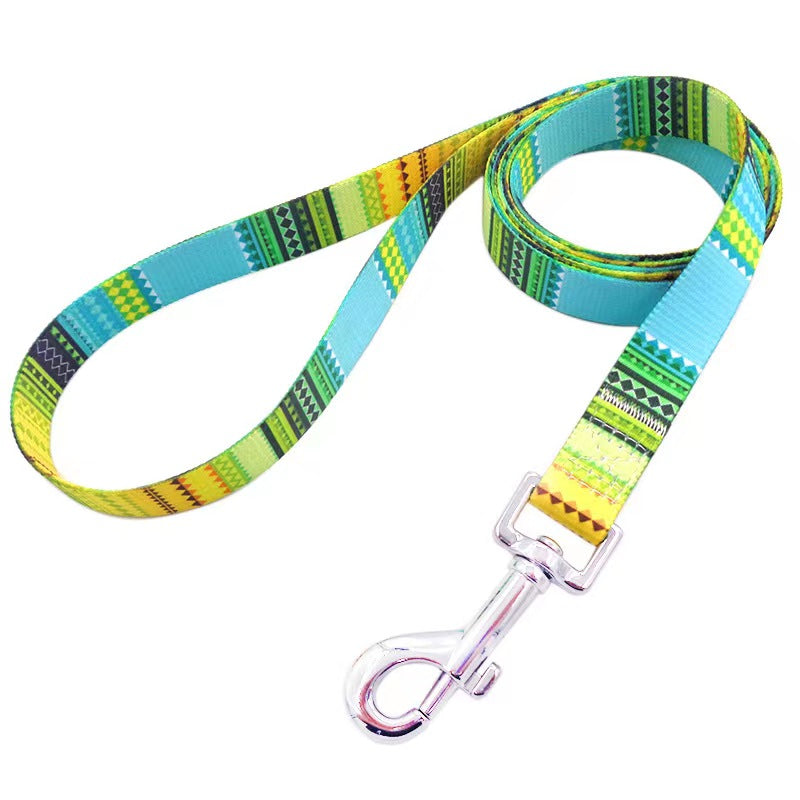 Dog Collar and Leash Set, Adjustable Pet Collar with colorful Bohemian Style or Folk Style for Small/ Medium/ Large Dogs