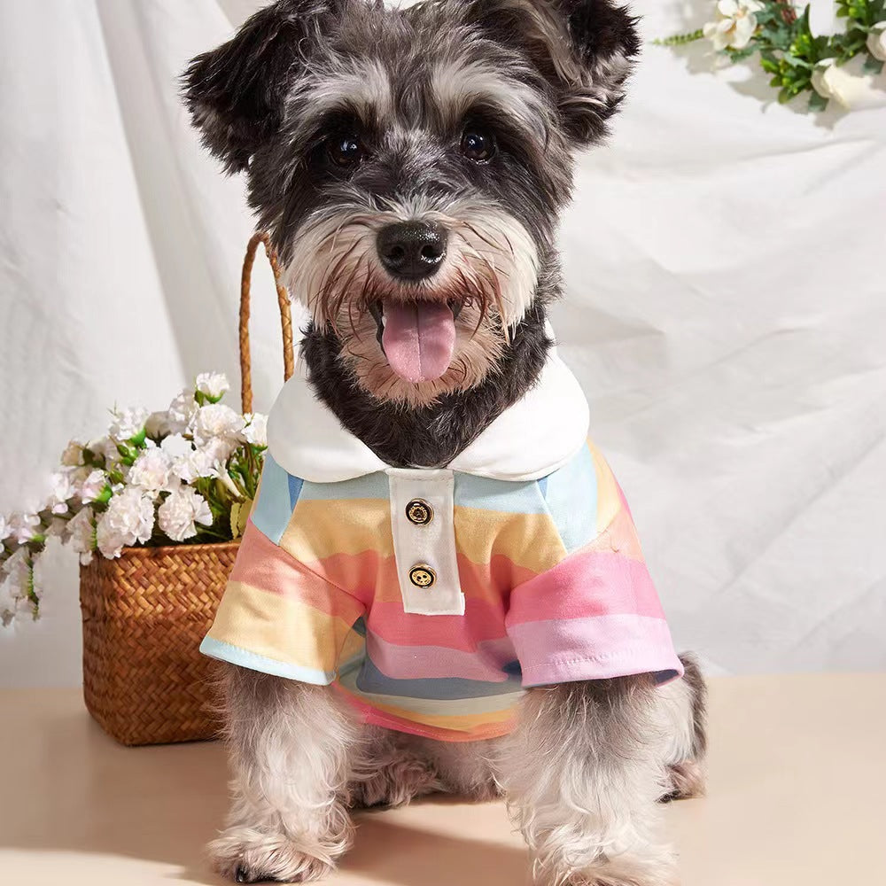 Puppy Autumn/Summer Shirts with Rainbow Colors - Pullover Soft - Suitable for Autumn/Summer Pet Apparel