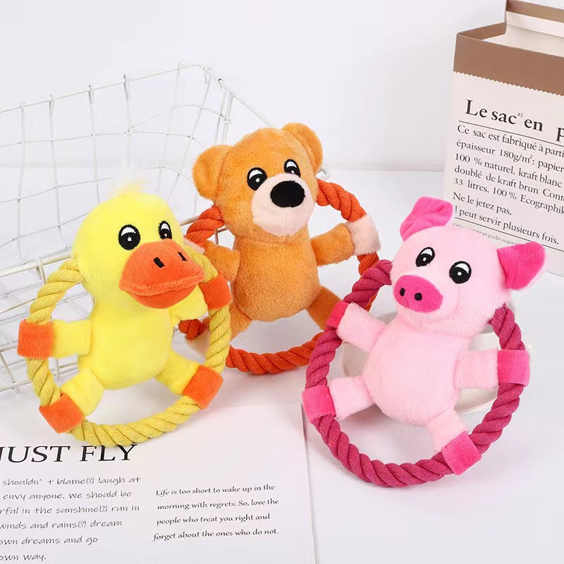 3 Pack Plush Toy value set-  Pink Pig+ Brown Bear + Yellow Duck , Frisbee Toy