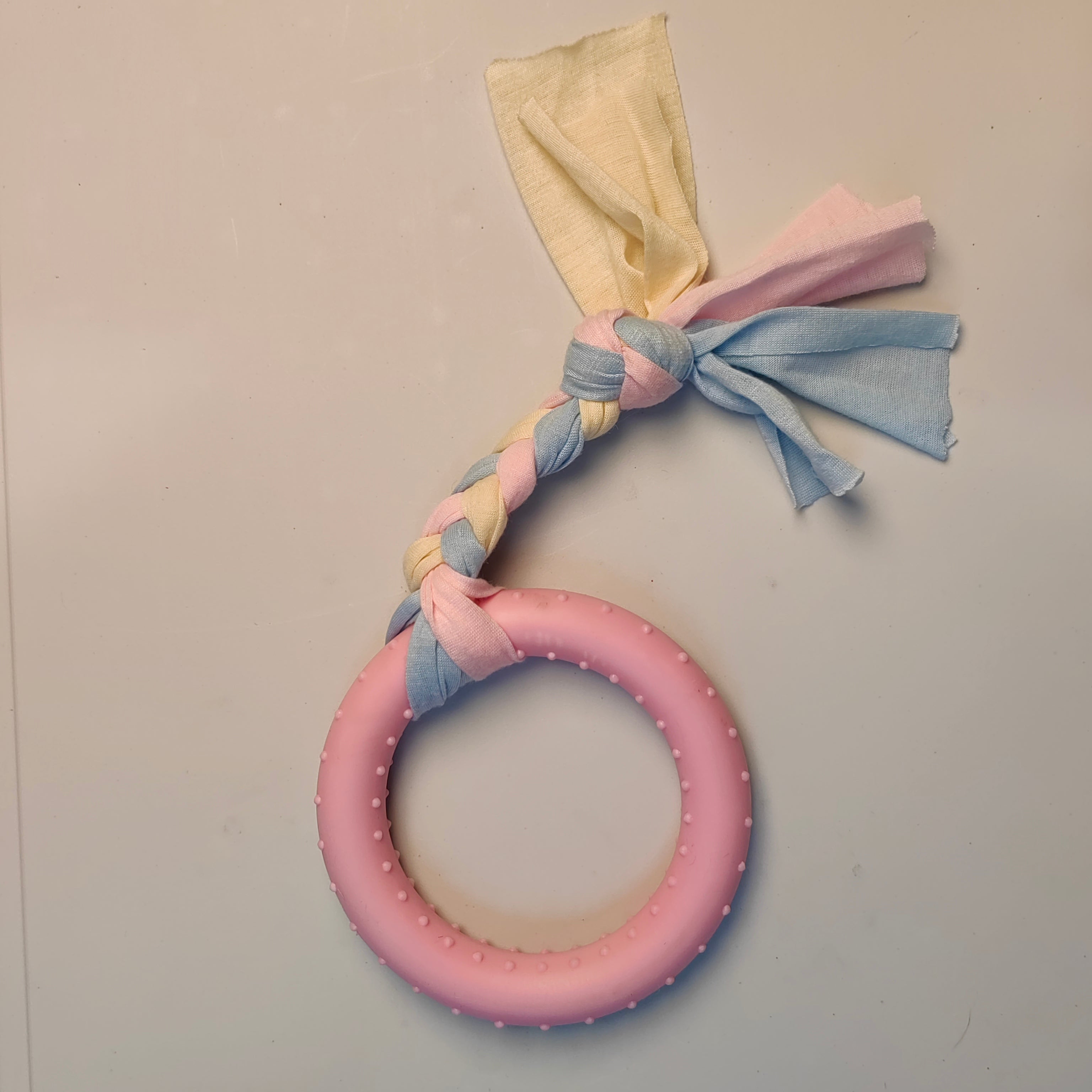 Puppy Teething Chew Toys 2 Pack Donut Tire Toys Set for Dogs- Pink and Blue