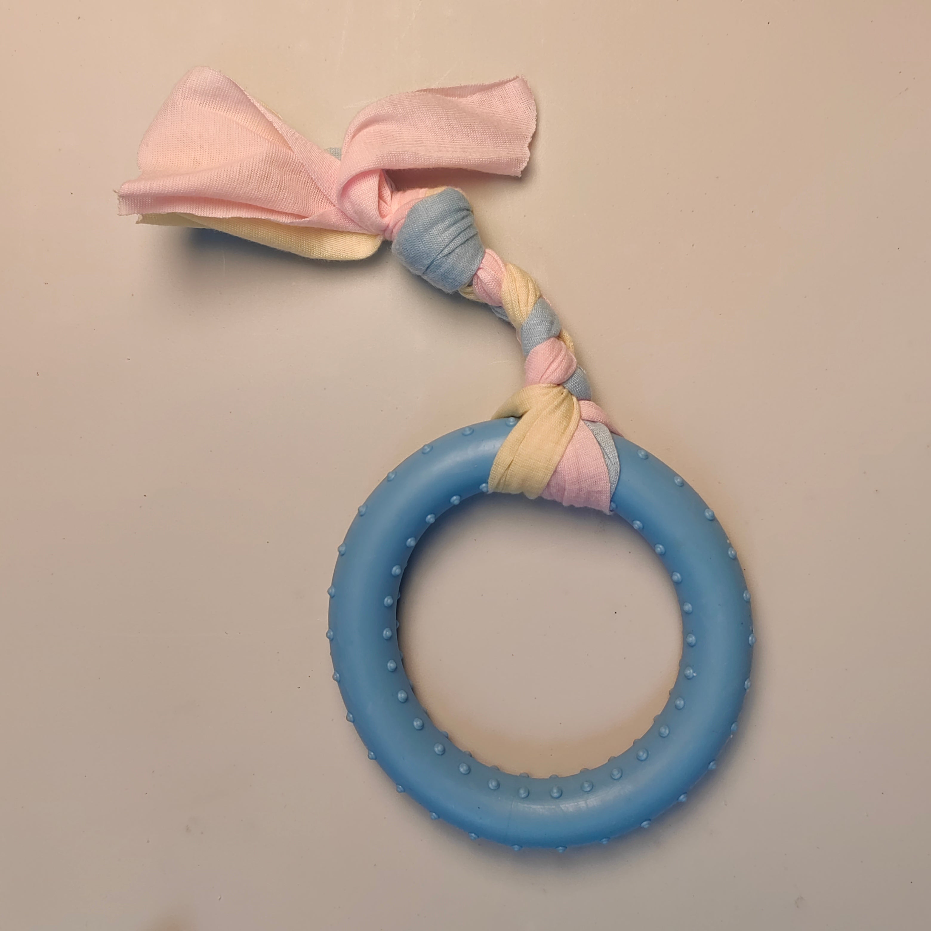 Puppy Teething Chew Toys 2 Pack Donut Tire Toys Set for Dogs- Pink and Blue